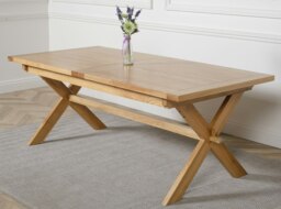 Rackhams Vermont 200 - 240cm Cross Leg Large Oak Extending Dining Table - Brown - Matte Laquer - 1 - thumbnail 5