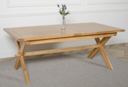 Rackhams Vermont 200 - 240cm Cross Leg Large Oak Extending Dining Table - Brown - Matte Laquer - 1