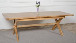 Rackhams Vermont 200 - 240cm Cross Leg Large Oak Extending Dining Table - Brown - Matte Laquer - 1 - thumbnail 2