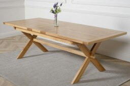 Rackhams Vermont 200 - 240cm Cross Leg Large Oak Extending Dining Table - Brown - Matte Laquer - 1 - thumbnail 6