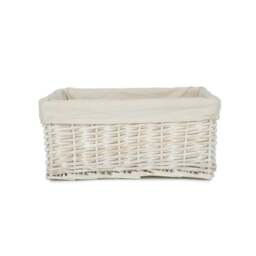 Rackhams Whitewash Wicker Storage Basket with Lining - Medium - thumbnail 4