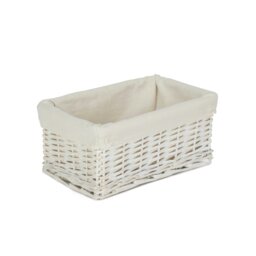 Rackhams Whitewash Wicker Storage Basket with Lining - Medium - thumbnail 6