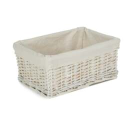 Rackhams Whitewash Wicker Storage Basket with Lining - Medium - thumbnail 5