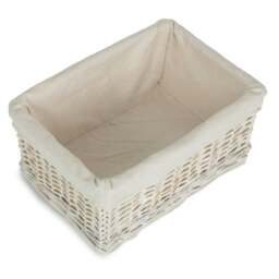 Rackhams Whitewash Wicker Storage Basket with Lining - Medium - thumbnail 3