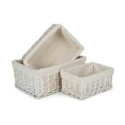 Rackhams Whitewash Wicker Storage Basket with Lining - Medium - thumbnail 2