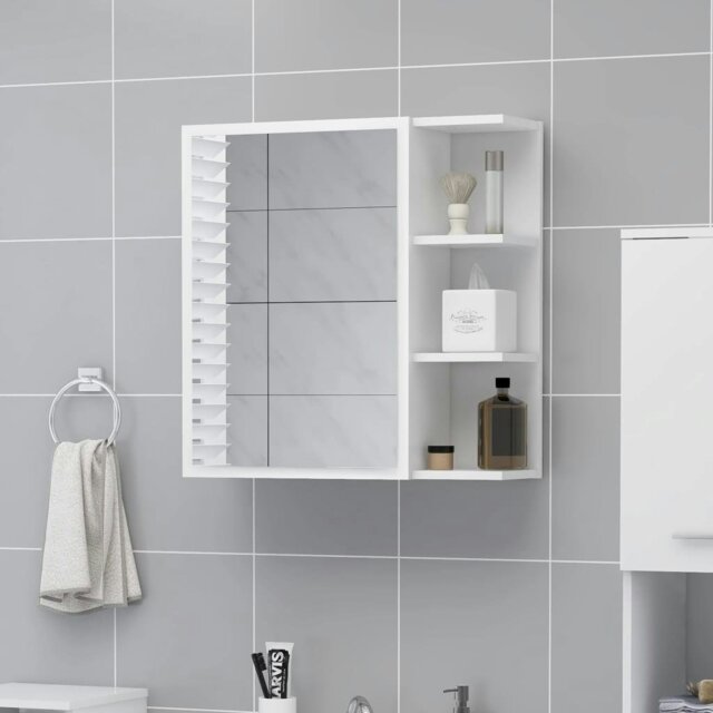 Rackhams Bathroom Mirror Cabinet White 62.5x20.5x64 cm Engineered Wood - White - Engineered wood, acrylic