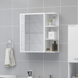 Rackhams Bathroom Mirror Cabinet White 62.5x20.5x64 cm Engineered Wood - White - Engineered wood, acrylic