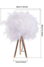 Rackhams White Feather Lampshade Tripod Table Lamp Fixtures Decor - Warm Light - Multi - One Size - thumbnail 3