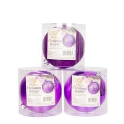 Rackhams 15cm Purple Shatterproof Christmas Baubles Set of 3 for Tree, Garland and Home Decor - 15CM - PVC - Christmas bauble set - thumbnail 5