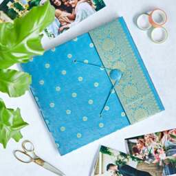 Rackhams Large Sari Fabric Photo Album - Purple - thumbnail 3
