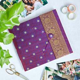 Rackhams Large Sari Fabric Photo Album - Purple - thumbnail 1