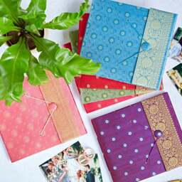 Rackhams Large Sari Fabric Photo Album - Purple - thumbnail 2