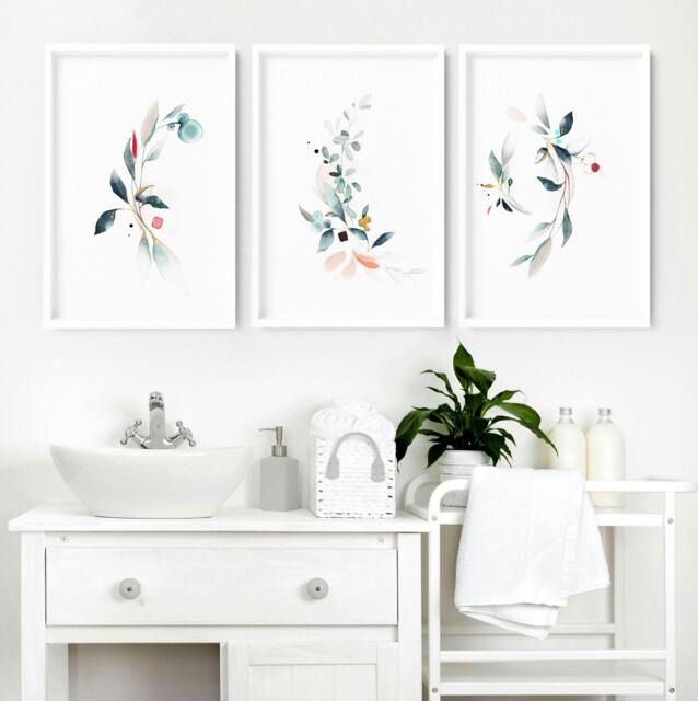 Rackhams Bathroom wall decor UK - Set of 3 Botanical art prints - 20 x 30 in / 50 x 76 cm - Polyester Canvas 260 gsm - Canvas wrapped - image 1