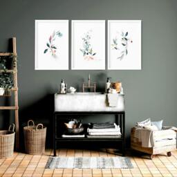 Rackhams Bathroom wall decor UK - Set of 3 Botanical art prints - 20 x 30 in / 50 x 76 cm - Polyester Canvas 260 gsm - Canvas wrapped - thumbnail 4