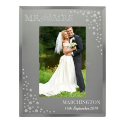 Rackhams Personalised Mr and Mrs 6x4 Diamante Glass Photo Frame