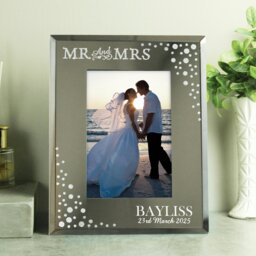 Rackhams Personalised Mr and Mrs 6x4 Diamante Glass Photo Frame - thumbnail 4