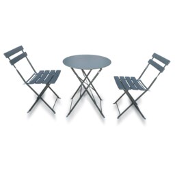 Rackhams Metal Bistro Garden Furniture Set, Folding Bistro Table and Chairs Set of 2 for Garden Patio Porch Balcony Set - Gray - thumbnail 1