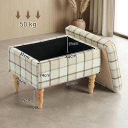 Rackhams Linen Fabric Upholstered Footstool with Removable Top, Brown - thumbnail 3