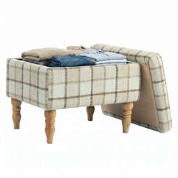 Rackhams Linen Fabric Upholstered Footstool with Removable Top, Brown - thumbnail 2