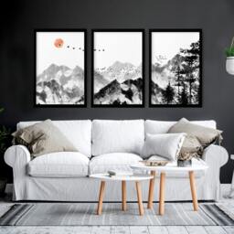 Rackhams Scandi Artwork - set of 3 wall art prints - A2 16.54 x 23.39 in / 42 x 59.4 cm - Satin Photo paper 280 gsm - Oak Frame - thumbnail 6