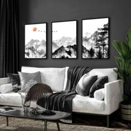 Rackhams Scandi Artwork - set of 3 wall art prints - A2 16.54 x 23.39 in / 42 x 59.4 cm - Satin Photo paper 280 gsm - Oak Frame - thumbnail 2