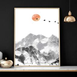 Rackhams Scandi Artwork - set of 3 wall art prints - A2 16.54 x 23.39 in / 42 x 59.4 cm - Satin Photo paper 280 gsm - Oak Frame - thumbnail 3