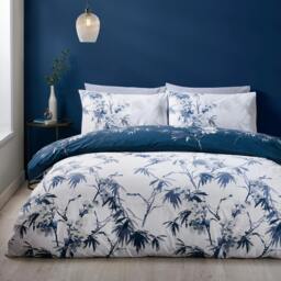 Rackhams Kyoto Floral Reversible Duvet Cover Set Blue - Super King - Blue