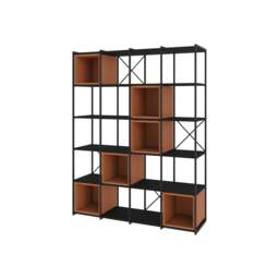 Rackhams Modern Vale Mini Bookcase Versatile Display Unit 5-Tier Metal Frame 2 Adjustable Shelf 18mm (Black Wood) - Cinnamon - thumbnail 3