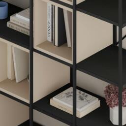 Rackhams Modern Vale Mini Bookcase Versatile Display Unit 5-Tier Metal Frame 2 Adjustable Shelf 18mm (Black Wood) - Cinnamon - thumbnail 4