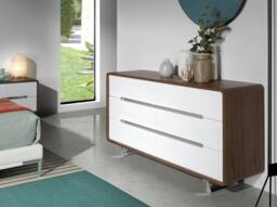Rackhams Chest of Drawers White Wood, Walnut and Chromed Steel 7106 - thumbnail 3