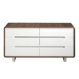 Rackhams Chest of Drawers White Wood, Walnut and Chromed Steel 7106 - thumbnail 2