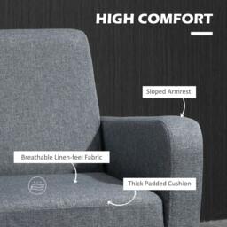 Rackhams Modern Accent Chair, Occasional Chair with Rubber Wood Legs for Living Room, Bedroom, Grey - thumbnail 5