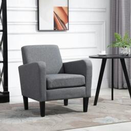Rackhams Modern Accent Chair, Occasional Chair with Rubber Wood Legs for Living Room, Bedroom, Grey - thumbnail 2