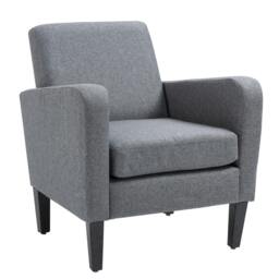 Rackhams Modern Accent Chair, Occasional Chair with Rubber Wood Legs for Living Room, Bedroom, Grey - Grey