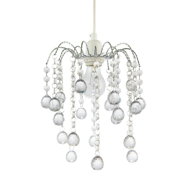 Rackhams Chic Waterfall Pendant Light Shade with Clear Acrylic Balls and Beads - image 1