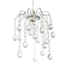 Rackhams Chic Waterfall Pendant Light Shade with Clear Acrylic Balls and Beads - thumbnail 5