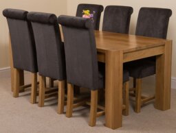 Rackhams Kuba Large Oak Dining Table with Washington Fabric Chairs - 6 chairs - Beige - thumbnail 6