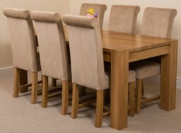Rackhams Kuba Large Oak Dining Table with Washington Fabric Chairs - 6 chairs - Beige - thumbnail 4
