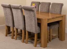 Rackhams Kuba Large Oak Dining Table with Washington Fabric Chairs - 6 chairs - Beige - thumbnail 2