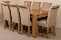 Rackhams Kuba Large Oak Dining Table with Washington Fabric Chairs - 6 chairs - Beige - thumbnail 5