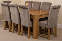 Rackhams Kuba Large Oak Dining Table with Washington Fabric Chairs - 6 chairs - Beige - thumbnail 3