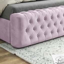 Rackhams Marino Mirror Upholstered Soft Velvet Bed Frame - Pink - Small double - Pink - thumbnail 3