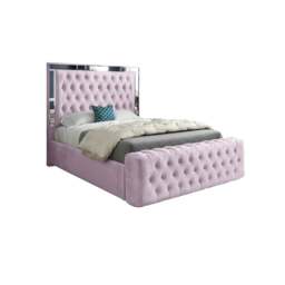 Rackhams Marino Mirror Upholstered Soft Velvet Bed Frame - Pink - Small double - Pink - thumbnail 5