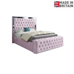 Rackhams Marino Mirror Upholstered Soft Velvet Bed Frame - Pink - Small double - Pink - thumbnail 6