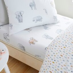 Rackhams Zoo Animals Cotton Fitted Sheet - Double