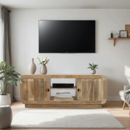 Rackhams Rayne Mango Wood 2 Doors TV Cabinet - 145 cm - 55 cm - Wood