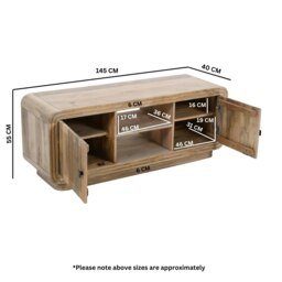 Rackhams Rayne Mango Wood 2 Doors TV Cabinet - 145 cm - 55 cm - Wood - thumbnail 6