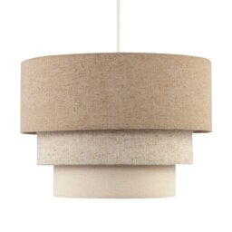 Rackhams Contemporary Round Triple Tier Beige and Oatmeal Linen Pendant Shade - thumbnail 5