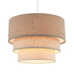 Rackhams Contemporary Round Triple Tier Beige and Oatmeal Linen Pendant Shade - thumbnail 2