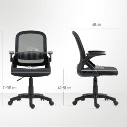 Rackhams Ergonomic Swivel Computer Chair with Flip-up Armrests, Black - Black - thumbnail 6